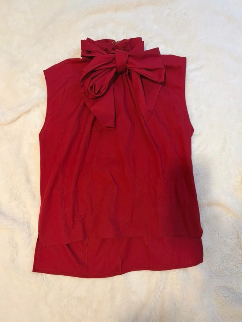 Goop Red Bow-Tie Neck Blouse